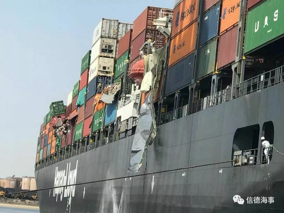 突发!赫伯罗特和以星大型集装箱船在卡拉奇码头相撞,大量货柜落水受损!(附视频)