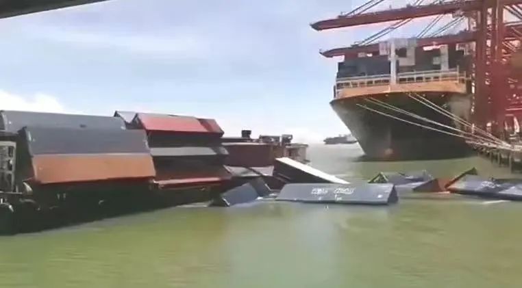 10个集装箱在深圳码头侧倾落水，已