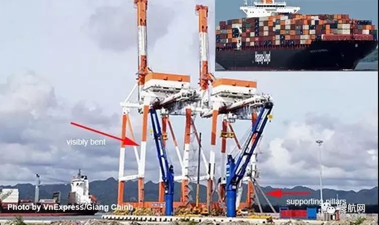印尼三宝垄港一艘集装箱船失控撞上码头,现场十分惨烈