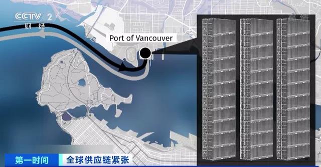 央视：加拿大港口也堵了！空集装箱堆积，温哥华港口容量即将用尽