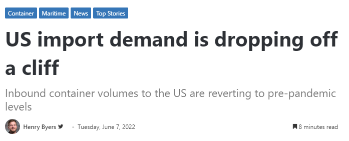 美国进口需求正在断崖式下降！原因几何？