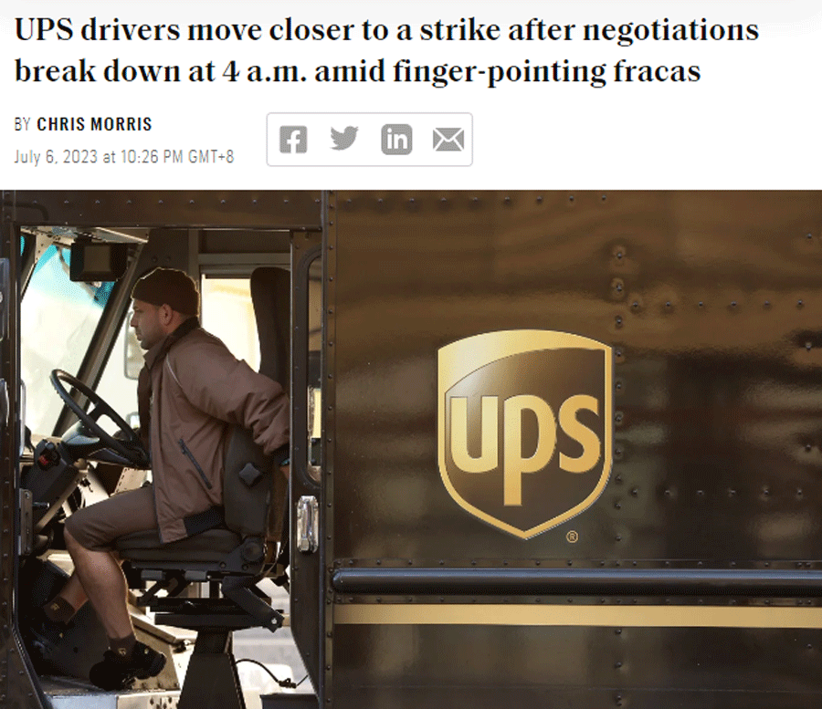 国际包裹和快递停滞！UPS卡车司机大罢工