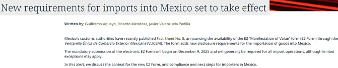 12月起墨西哥海关新规全面落地：涉及所有进口业务！